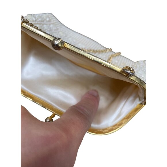 Vintage Honk Kong Pearl Flower Beaded Evening Clutch Purse SKU 9477 - Picture 13 of 15